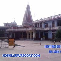 Archive view of the courtyard and spire of Mandir Bhaghat Kesho Ram Ji, labelled Shakti Mandir / Kesho Mandir